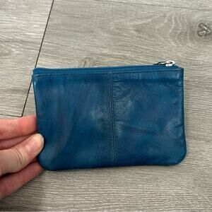 Deep blue- unbranded leather mini wallet cash purse- some wear- wallet gift